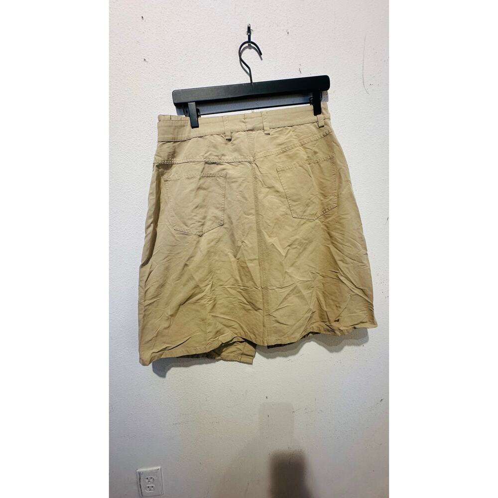JW ANDERSON Tan Khaki 100% Cotton A-Line Logo Travel Asymmetrical Wrap Skirt 10 - Picture 3 of 14